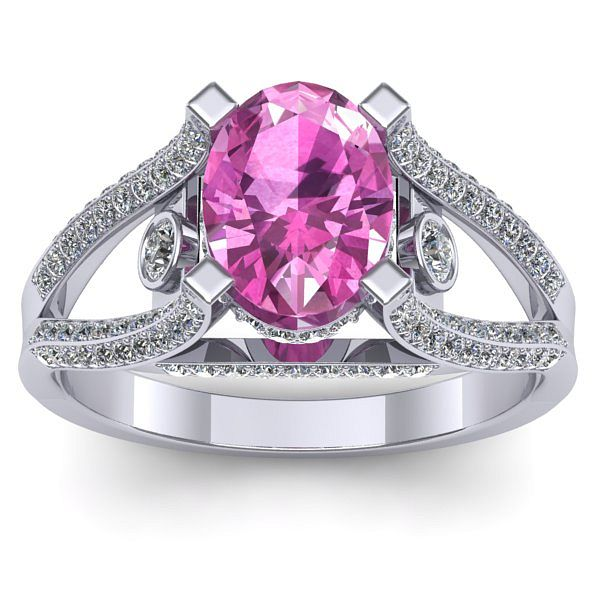 Inel logodna cu safir roz oval