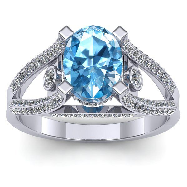 Inel logodna cu topaz blue oval