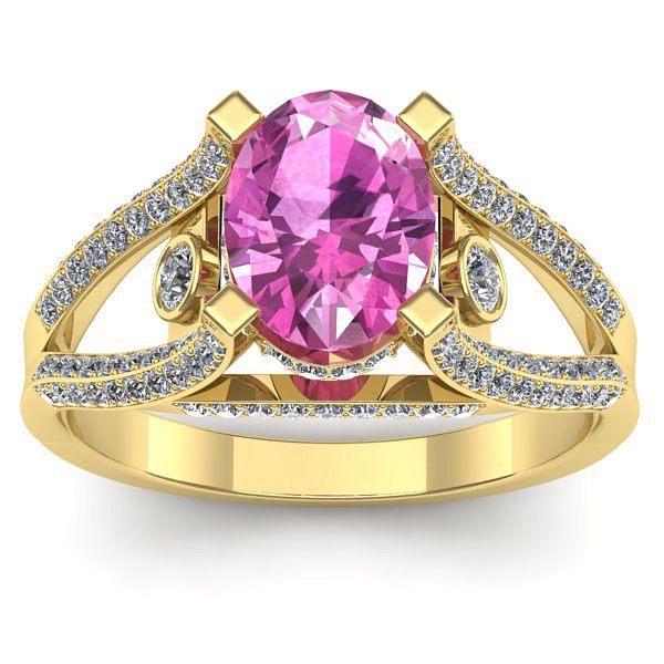 Inel cu safir roz oval