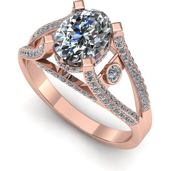 Inel logodna din aur roz cu diamant de laborator