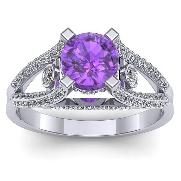 Inel de logodna cu ametist rotund