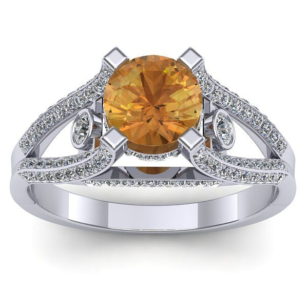 Inel logodna cu citrin rotund