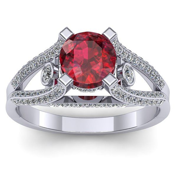 Inel logodna cu rubin rotund