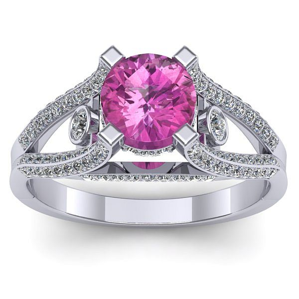 Inel de logodna cu safir roz rotund