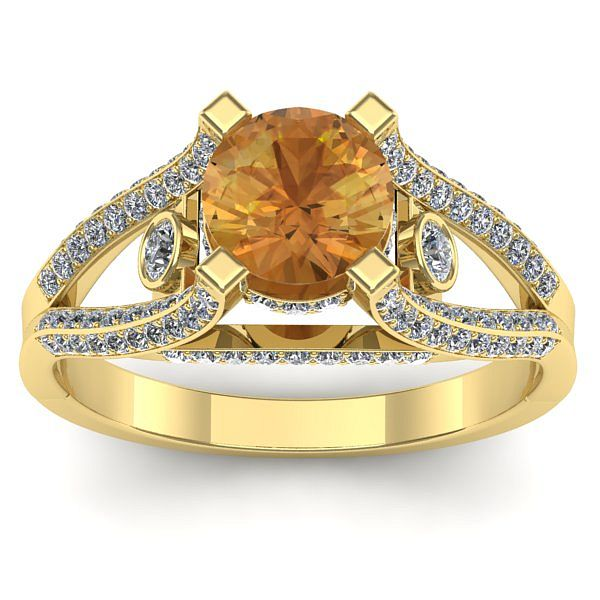 Inel logodna cu citrin rotund