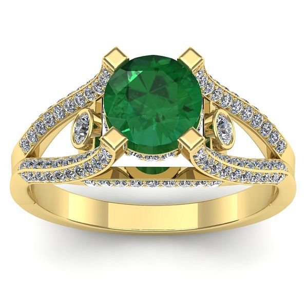 Inel logodna cu smarald rotund