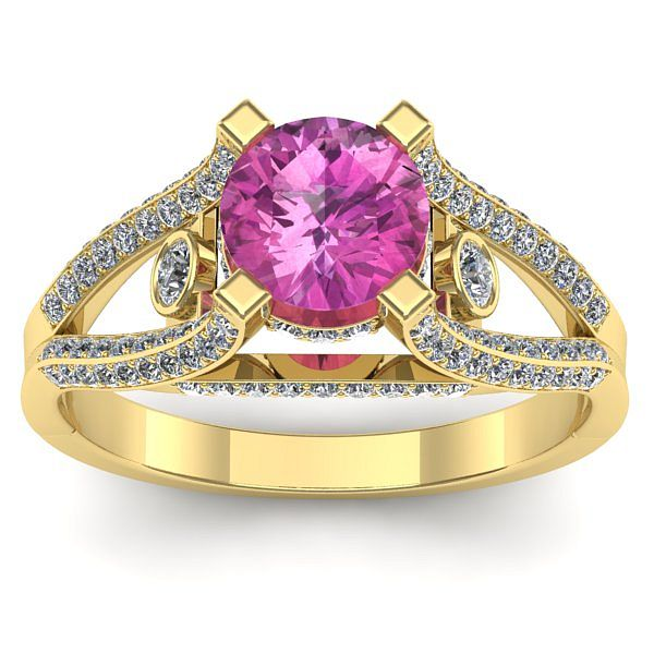 Inel cu safir roz rotund