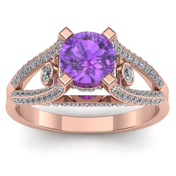 Inel de logodna cu ametist rotund