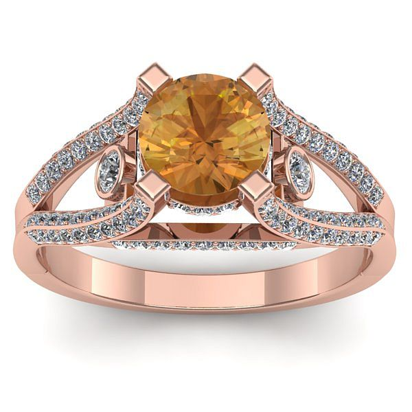 Inel logodna cu citrin rotund