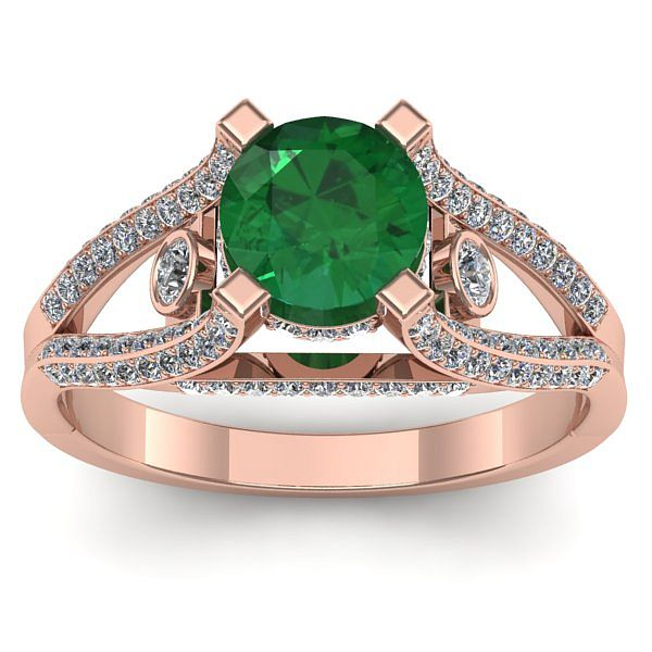 Inel de logodna cu smarald rotund