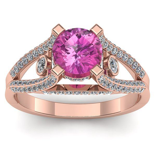Inel de logodna cu safir roz rotund