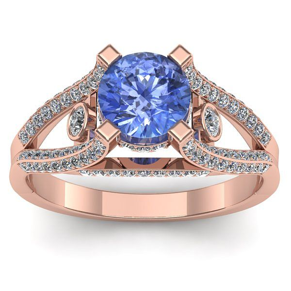 Inel de logodna cu tanzanit rotund