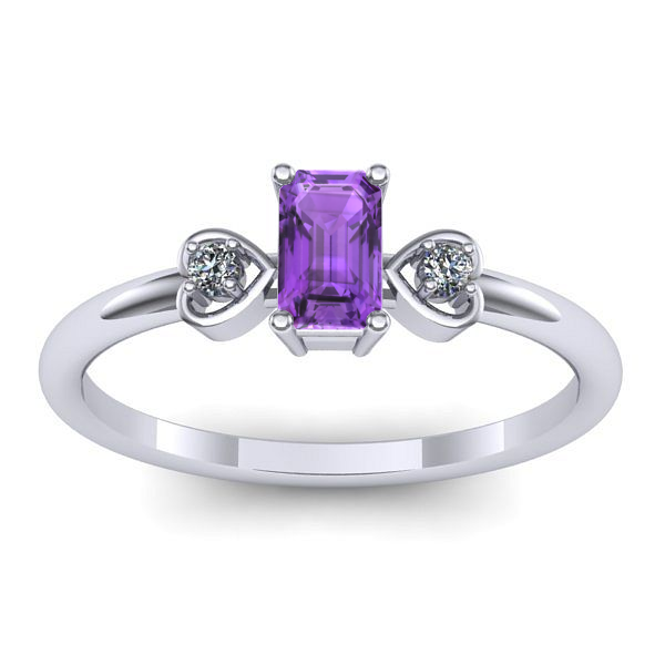 Inel de logodna cu ametist dreptunghiular