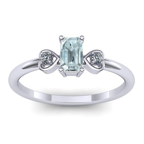 Inel logodna cu aquamarin dreptunghiular