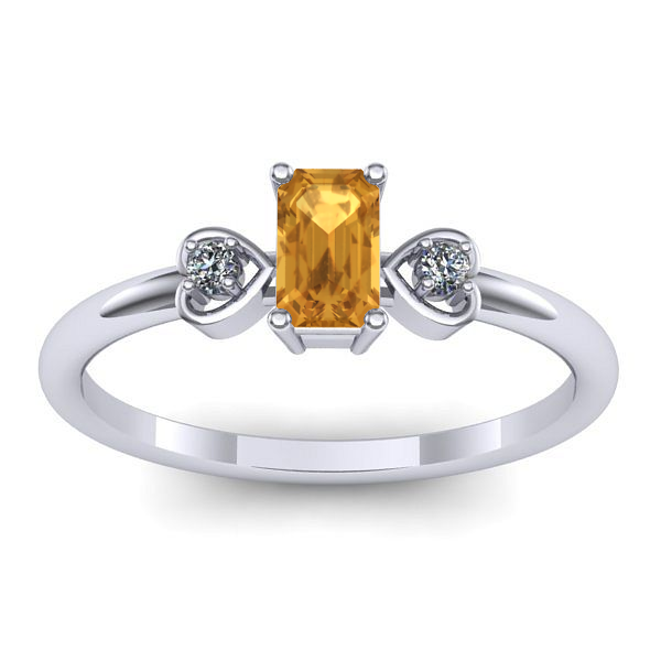 Inel logodna cu citrin dreptunghiular