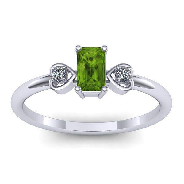 Inel de logodna cu peridot dreptunghiular