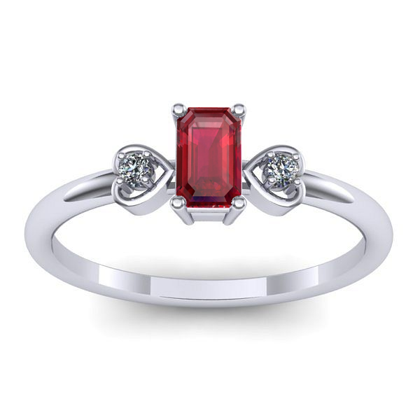 Inel de logodna cu rubin dreptunghiular