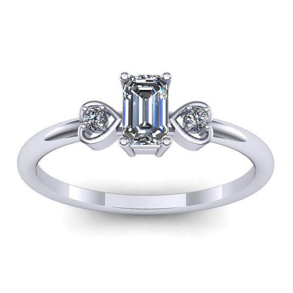 Inel logodna cu safir alb dreptunghiular