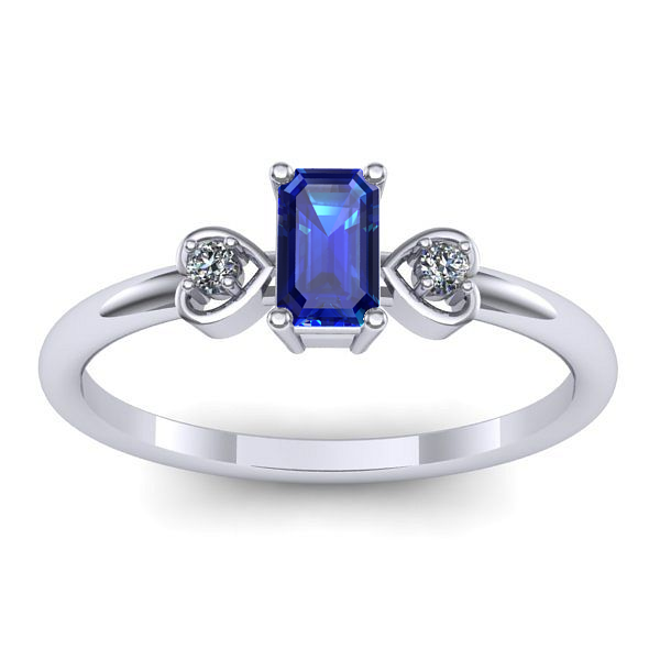 Inel logodna cu safir dreptunghiular