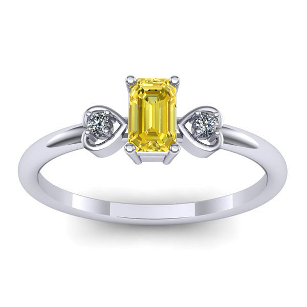 Inel logodna cu safir galben dreptunghiular