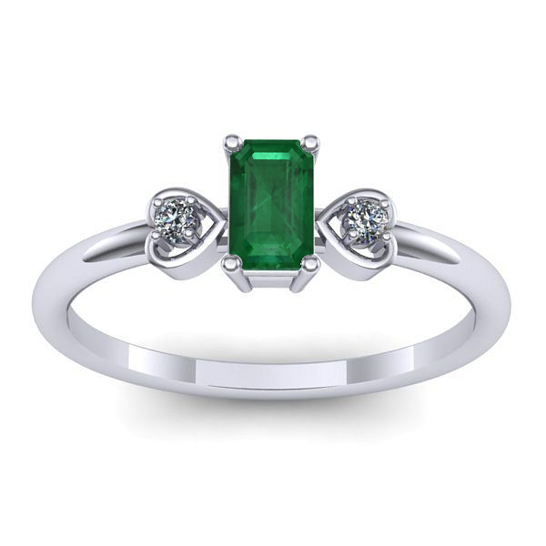 Inel cu smarald dreptunghiular