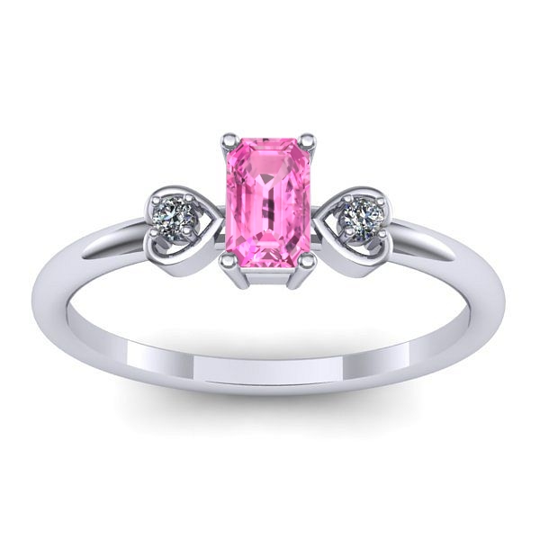 Inel cu safir roz dreptunghiular