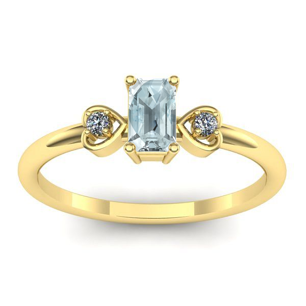 Inel logodna cu aquamarin dreptunghiular