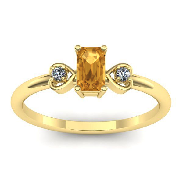 Inel cu citrin dreptunghiular