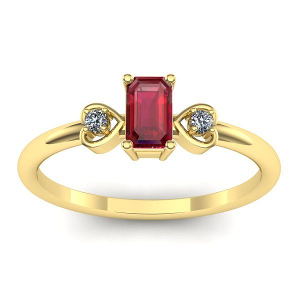 Inel cu rubin dreptunghiular