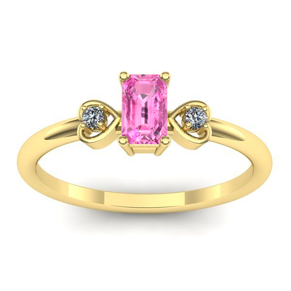 Inel cu safir roz dreptunghiular