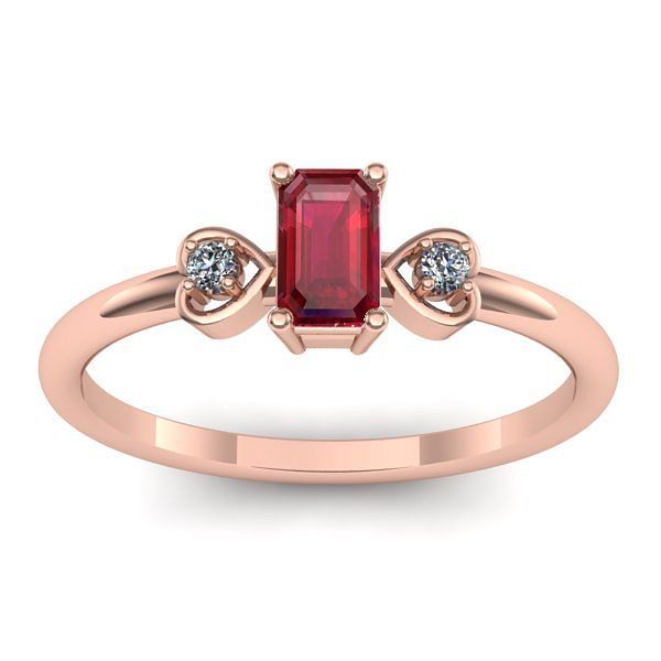 Inel logodna cu rubin dreptunghiular