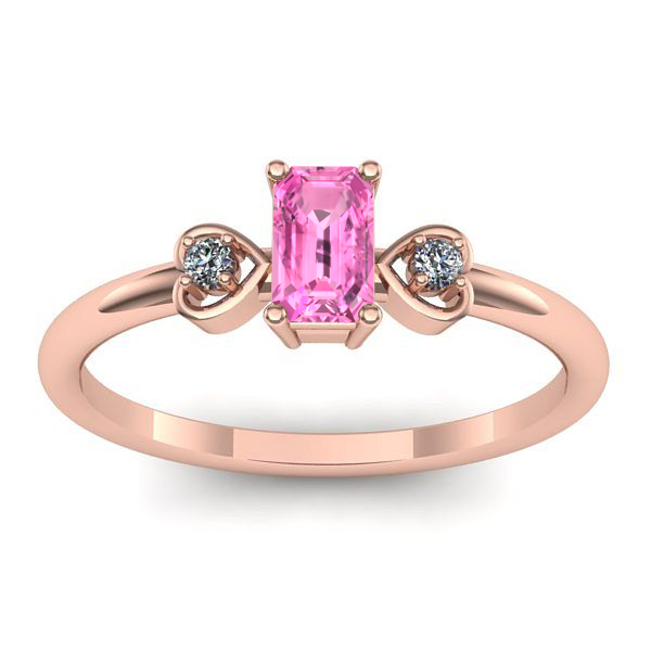 Inel cu safir roz dreptunghiular