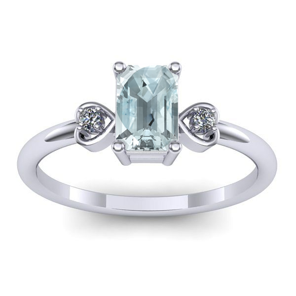 Inel de logodna cu aquamarin dreptunghiular