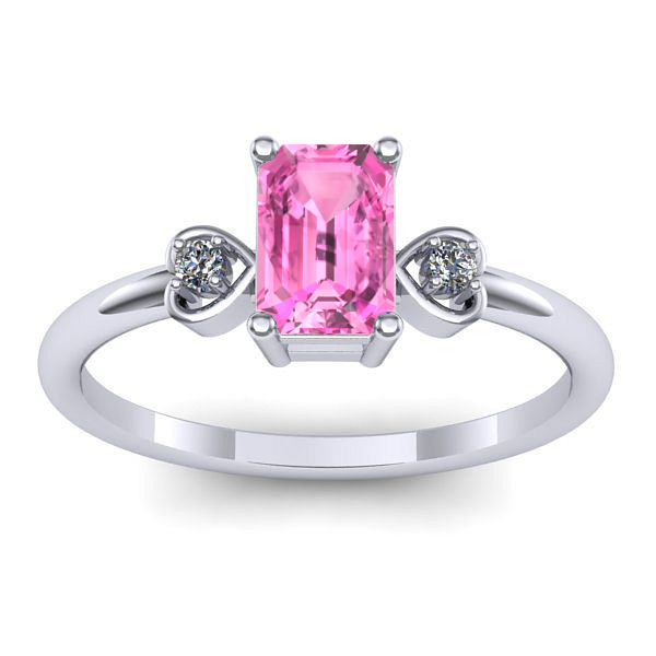 Inel de logodna cu safir roz dreptunghiular