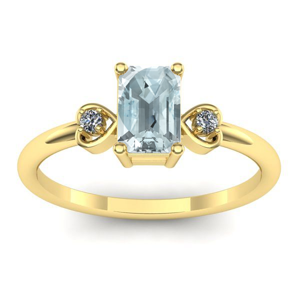 Inel de logodna cu aquamarin dreptunghiular