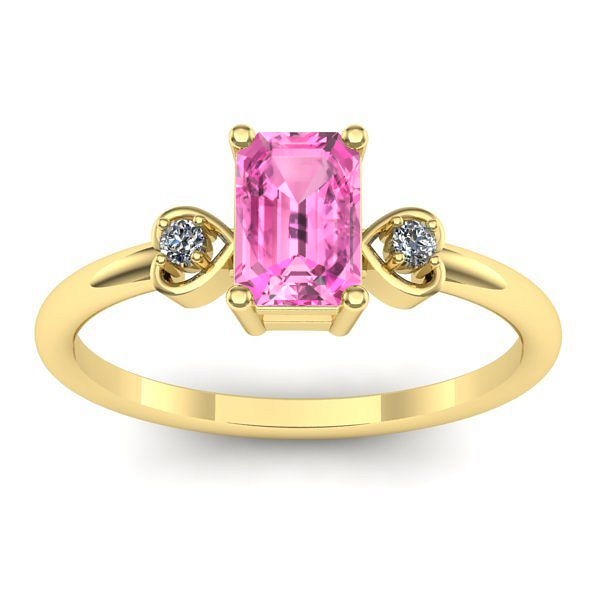 Inel logodna cu safir roz dreptunghiular