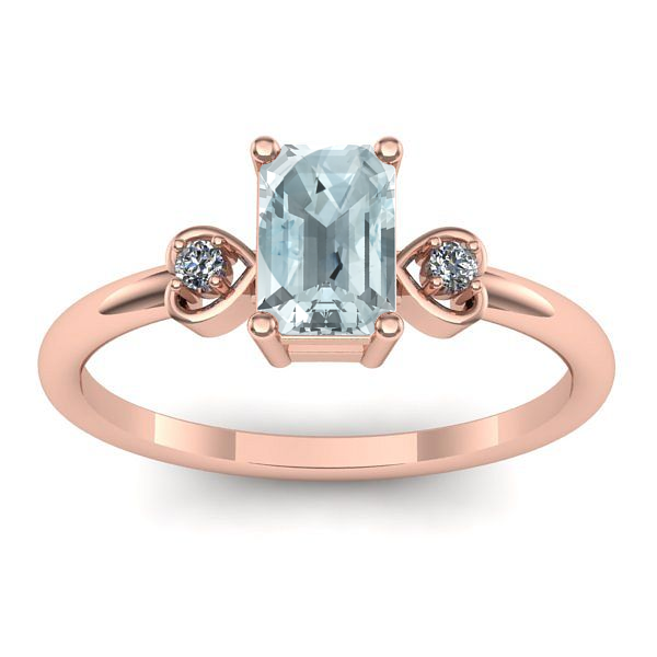 Inel logodna cu aquamarin dreptunghiular