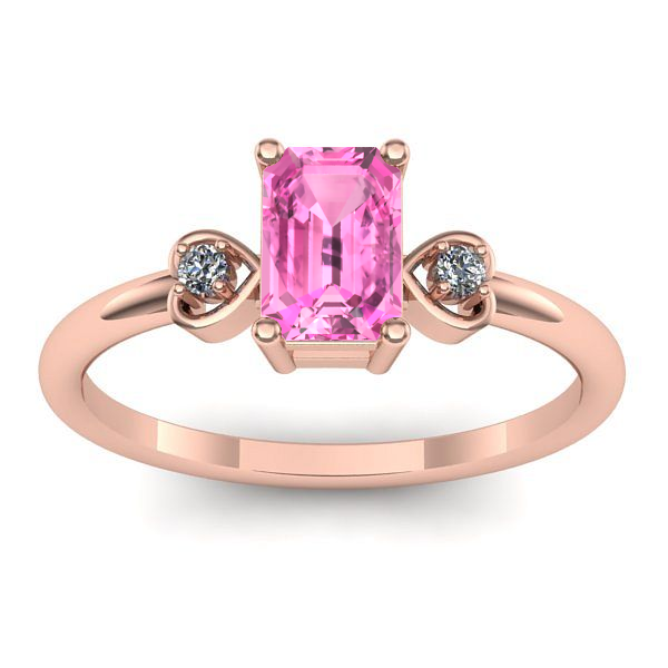 Inel de logodna cu safir roz dreptunghiular