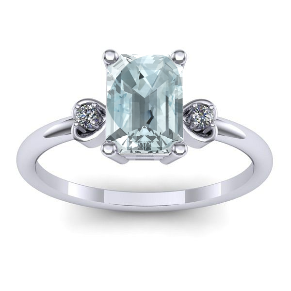 Inel logodna cu aquamarin dreptunghiular