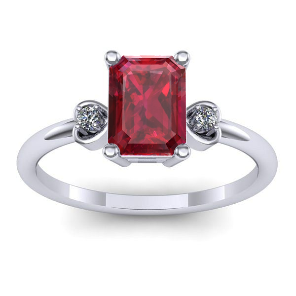 Inel logodna cu rubin dreptunghiular