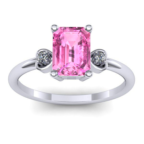 Inel cu safir roz dreptunghiular