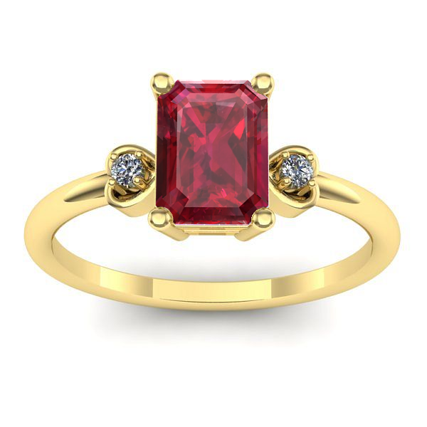 Inel de logodna cu rubin dreptunghiular