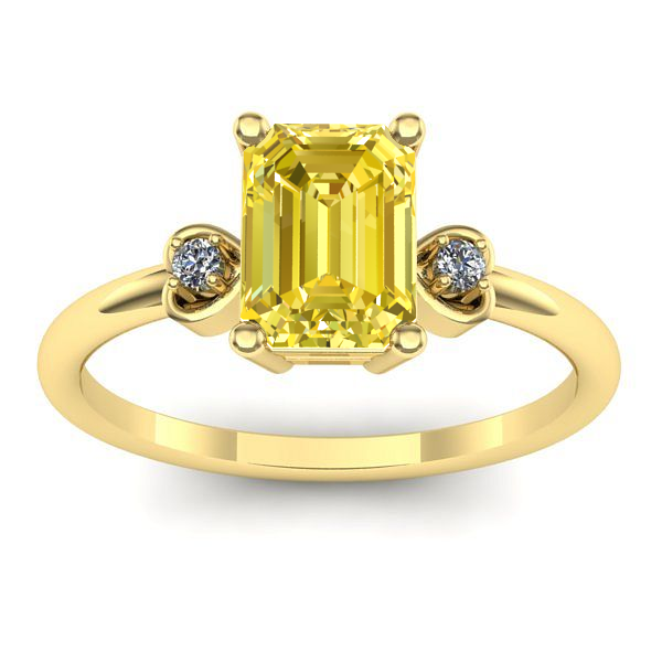 Inel logodna cu safir galben dreptunghiular