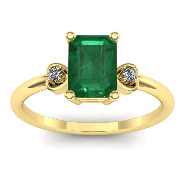 Inel de logodna cu smarald dreptunghiular