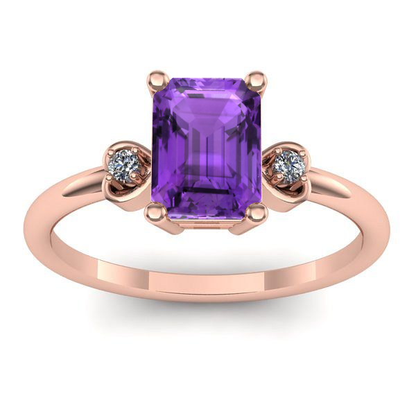 Inel de logodna cu ametist dreptunghiular