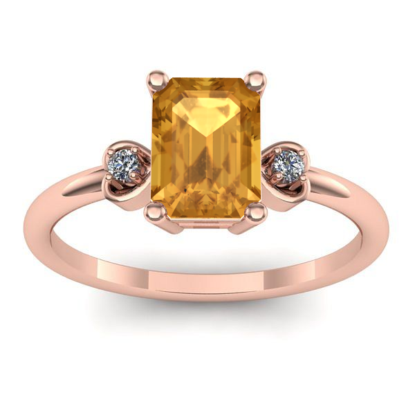 Inel cu citrin dreptunghiular