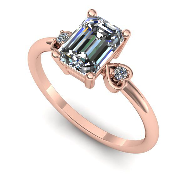 Inel din aur roz cu diamant de laborator