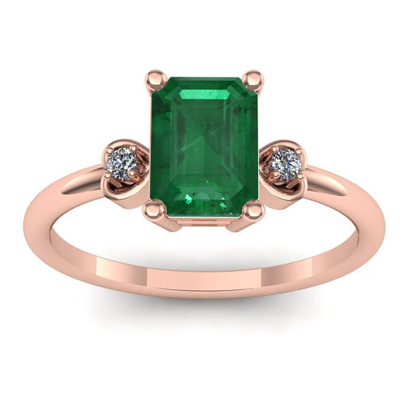 Inel logodna cu smarald dreptunghiular