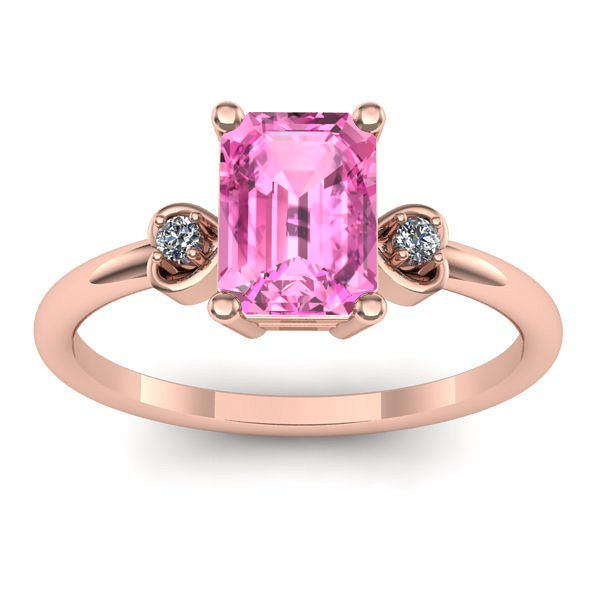 Inel logodna cu safir roz dreptunghiular