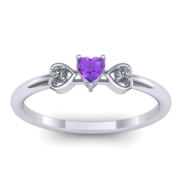 Inel logodna cu ametist inima